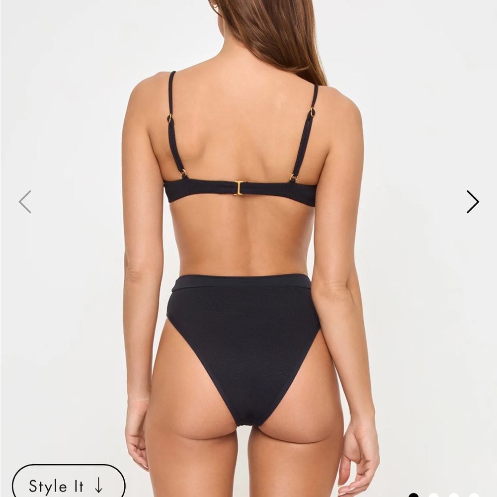 L*Space Frenchi High Waisted Bikini Bottom - Ribbed Black - Small
